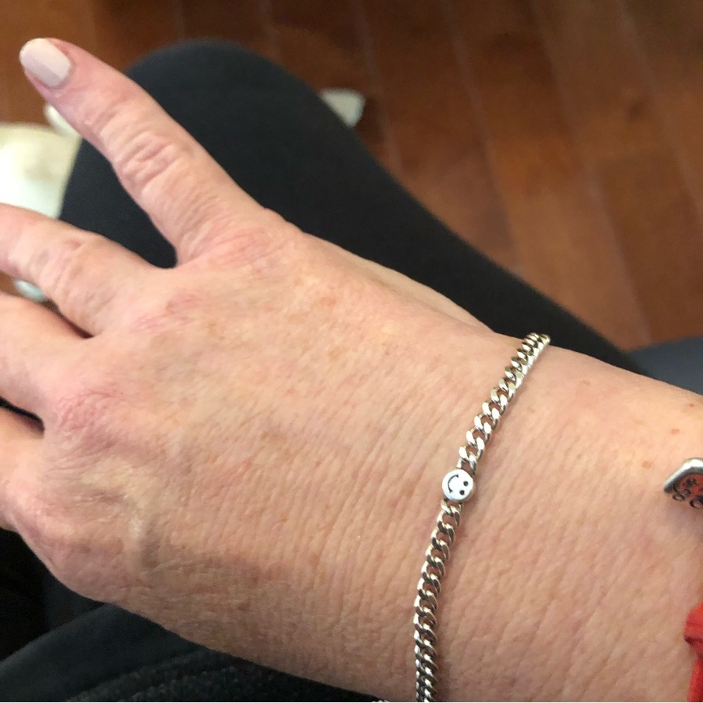 Sterling Silver 6.5” Smiley Bracelet - Picture 3 of 4
